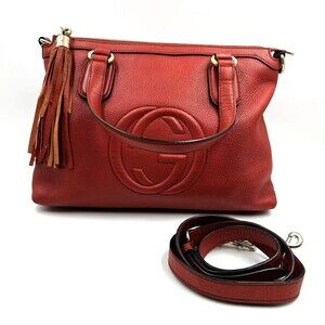 Hj Gucci Red Pebbled Leather Soho Top #236198G77B